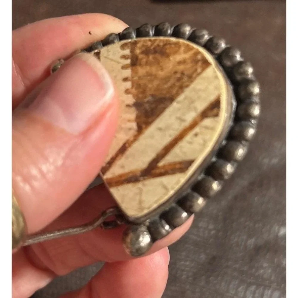 Bob Bisbee Anasazi Pottery Pendant Pin Vintage Sterling‎ 925